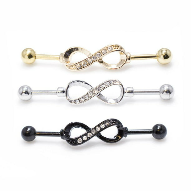 14g 1-3/8” Industrial Barbell with Silver Plated Charm — Price Per 1 